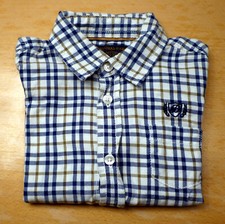 blau-weiß-kariertes Langarmhemd für Jungen Gr. 74, gebraucht, sehr guter Zustand