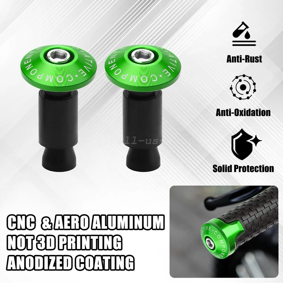 URLWALL For SUR-RON Light Bee X Green Motorcycle Handlebar Handle Cap End Plugs - Image 2 of 4