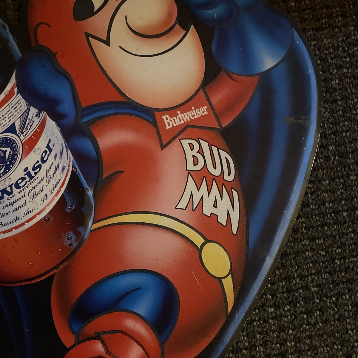 Budweiser Rocket Bud Man Metal Tin Beer Sign Man Cave Shop Bar