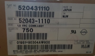 MOLEX 52043-1110 1.0 FPC CONN.ASSY QTY: 750 (R6S6.5)