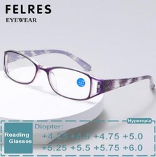 Women Rectangle Highly Strength Reading Glasses Reader 4.25 4.5 5.0 To 6.0