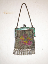 VINTAGE ANTIQUE MESH COIN PURSE METAL PAINTED