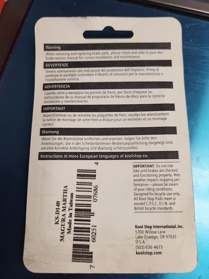 PASTILLAS FRENO DISCO MAGURA MARTA KOOL STOP KS-D140 Un Par Envío Gratis Foto 2 de 4