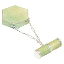 VERY FINE ANTIQUE VICTORIAN SHAGREEN LADIES POWDER COMPACT & LIPSTICK CASE