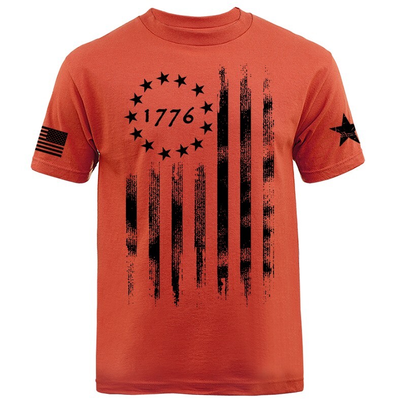 Abbigliamento Uomo Tema Americano Maglietta Bandiera USA Effetto Invecchiato - T-Shirt Patriottica In Cotone, Taglio Regular Maglietta Americana Cotone Rogue Style - Foto 10
