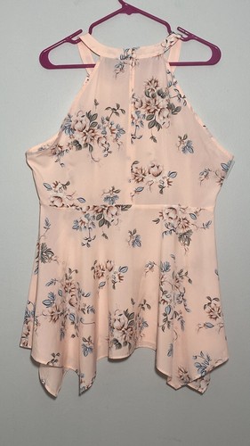 Top sin mangas Torrid para mujer 0 rosa floral sin mangas cintura peplum - Imagen 8 de 12