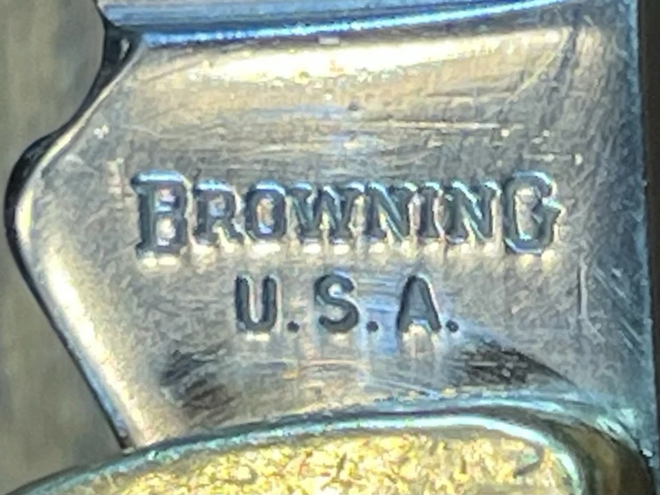 Vintage Browning USA Small Folding Knife Brass Frame Wood Handle - Image 2 of 4