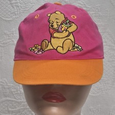 Disney Store Vintage Winnie Pooh Bright Pink Embroidered Kids Hat Collectable