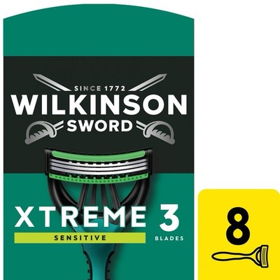 Wilkinson Sword Xtreme 3 Sensitive Rasierer x8 - 3 Klingen Flex Aloe Streifen 11 Rasuren