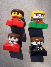 LEGO Duplo Lot 4 Square People Police Officer Race Car Driver Mechanic Girl Vtg