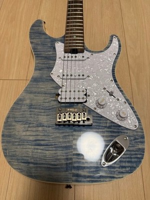 Aria Pro II 714AE200 LRBL Electric Guitar With 3 Pickups, Blue, Case