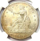 1876-S Trade Silver Dollar T$1 Coin. Certified NGC Uncirculated Detail (UNC MS)