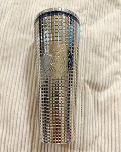 Starbucks Metallic Mosaic Insulated Silver Tumbler 24oz Twist Lid Siren
