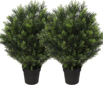 2 Pack 31 Inch Artificial Cedar Topiary Tree