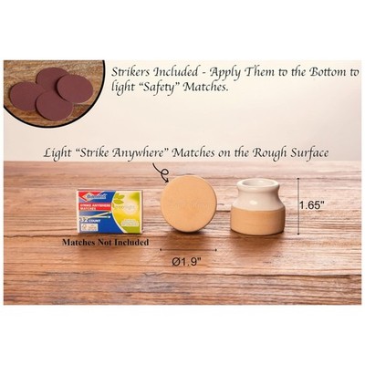 Ceramic Strike Anywhere Match Holder - Set of 2``