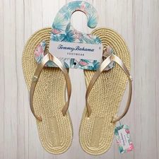 NWT Tommy Bahama Tan Beige Espadrille Rope Slip On Flip Flop Sandal Size 8