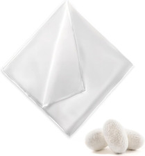 White Pocket Squares for Men, Soft 100 Pure Silk Pocket Square Solid Color Suit