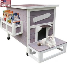 Weatherproof Wooden House Small Pets Easy Assembly Cat Friendly Design New