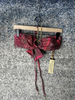 Bellissima Swimwear Bikini Top Womens Medium Pink Gold Metallic Paisley Boho NWT