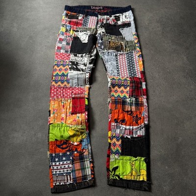Biepa Patchwork Denim Jeans Unikat Unisex Gr. 32 Bunt Retro Punk
