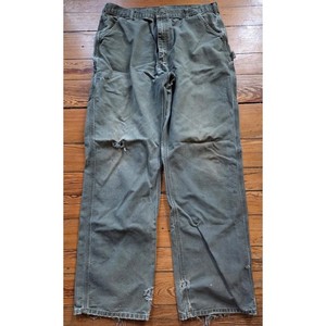 Vintage Carhartt Moss Green Duck Canvas Dungaree Fit Carpenter Pants Distressed