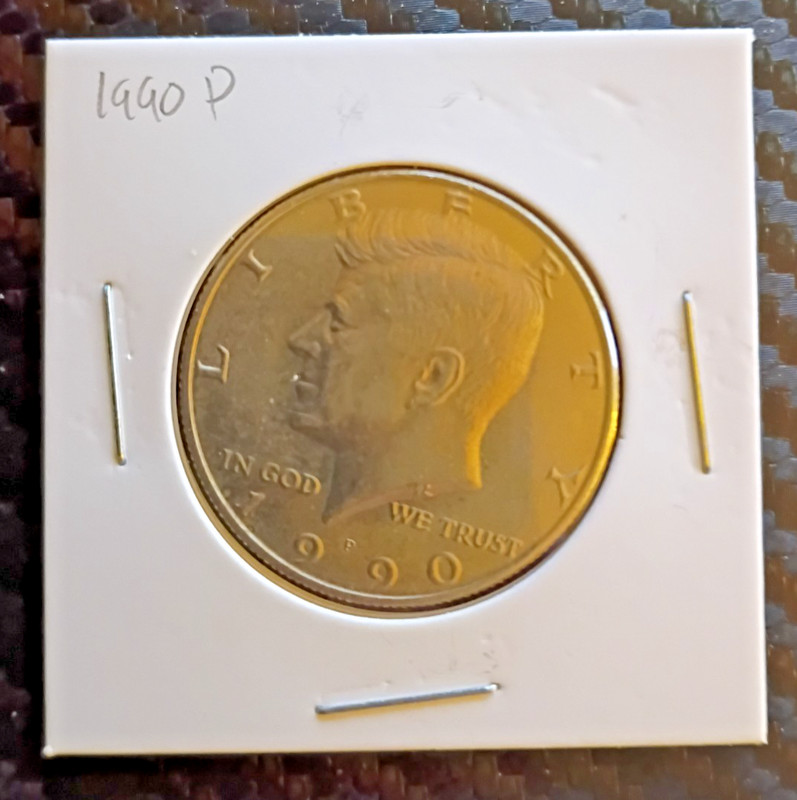 1990-P Kennedy Half Dollar 50¢ US Coin Philadelphia Mint Circulated in 2x2 Holde