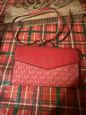 bolsa michael kors red logo gold hardware adjustable strap crossbody bag