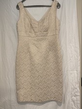 Tahari Dress Size 10 Gold Pattern