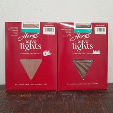 Hanes Vintage Alive Lights Pantyhose Set Of 2 Size E Sandalfoot 1989 NOS