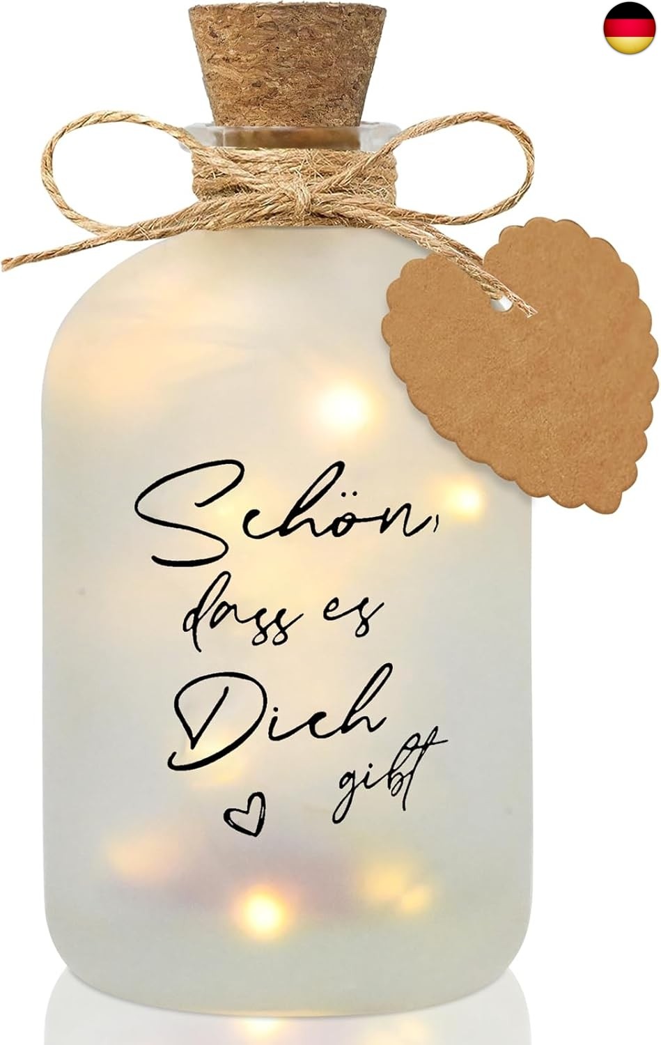 Ulikey LED Flaschenlicht mit Spruch - Schön, dass es Dich gibt, Beleuchtete