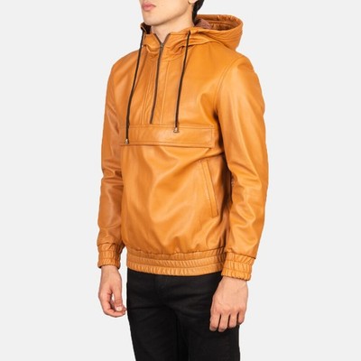 Herren Lederjacke Echt Echtleder Bomber Bikerjacke mit Kapuze - 268