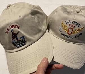 Lot 2 U.S. Open Golf USGA Hat Cap Bethpage Black 2009 & 2012 The Olympic Club