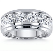 7Ct Round Cut Moissanite Men's Wedding Anniversary Band Ring 925 Sterling Silver