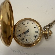 Arnex Swiss Made 17J Incabloc Full Hunter Mechanical Pocket Watch w/ Chain