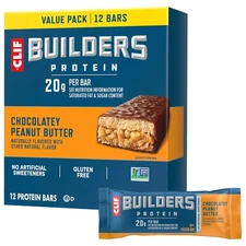 CLIF BUILDERS Protein Bars - Chocolate Peanut Butter Flavor - 20g Plant Based...