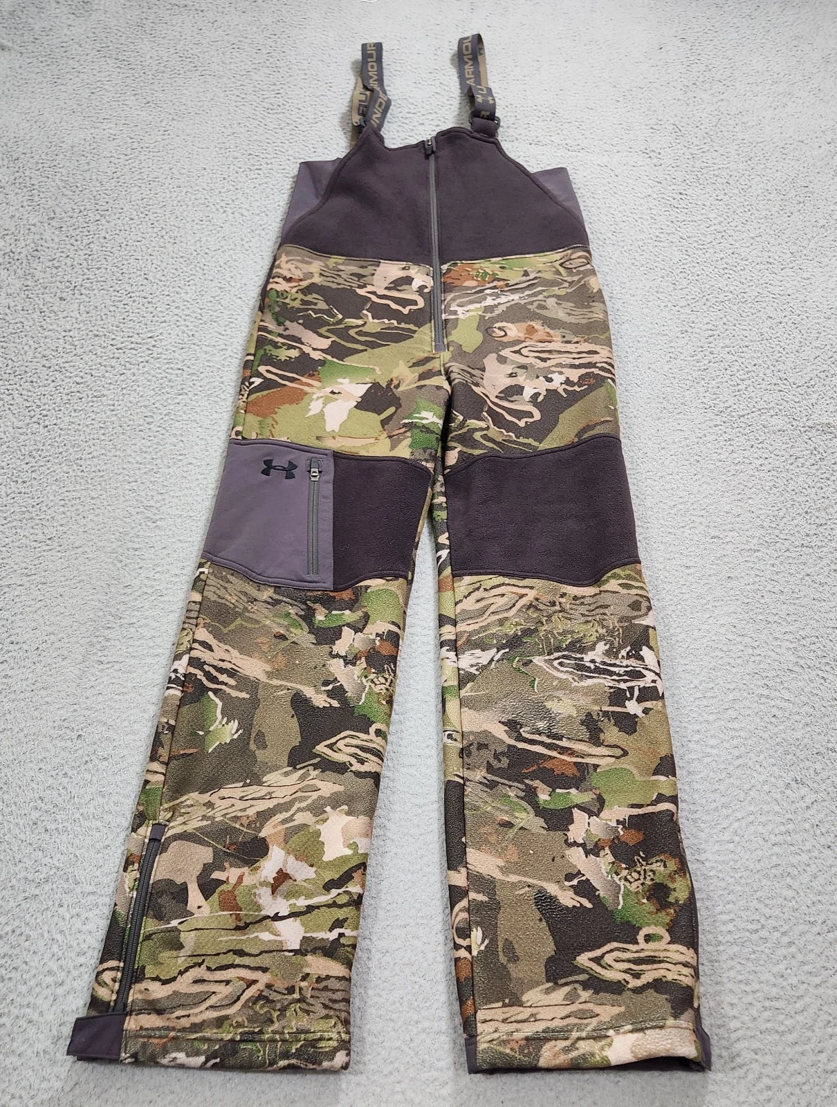 Under Armour Bibs Youth Large Green Camouflage Storm Stealth Hunting Outdoor