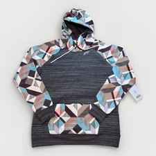 HOOEY Women’s  XLarge "SUMMIT" Brown Space Dye W/Multi-Color Pattern Hoodie NWT