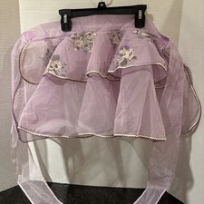 VTG Sheer lavender Flocked Purple Flowers Cottage Retro Half Waist apron
