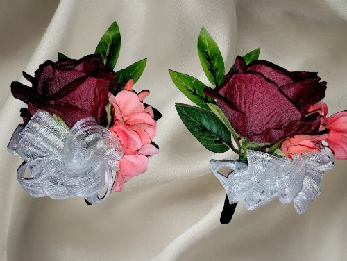 princess polly baby blue dress Burgundy Wrist Corsage