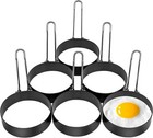 6 Pack Egg Ring, Stainless Steel Round Cooking Rings Non-Stick Black 