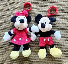 Disney Parks Minnie Mouse  Mickey Mouse 7" Plush Backpack Clips