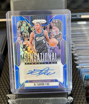 2024-25 Panini Prizm Sensational Signatures De'Aaron Fox Auto Blue Prizm /49