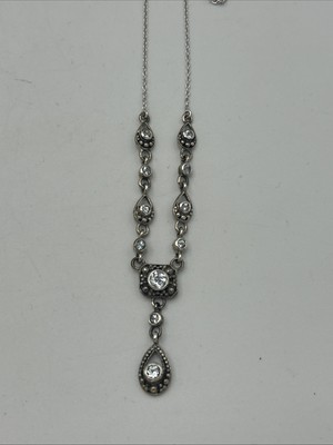 Vtg CFJ Collins Sterling Silver 925 Pale Blue Topaz Gemstone  Necklace 15'' read
