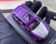  DCM 1:64 Purple Silver Hood Cullinan Luxury SUV Model Diecast Metal Car 