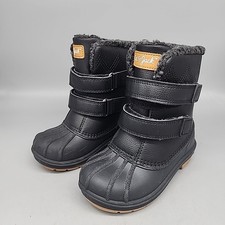 Cat Jack BLACK Thermolite Waterproof Kids Hook and Loop Snow Boots size 10