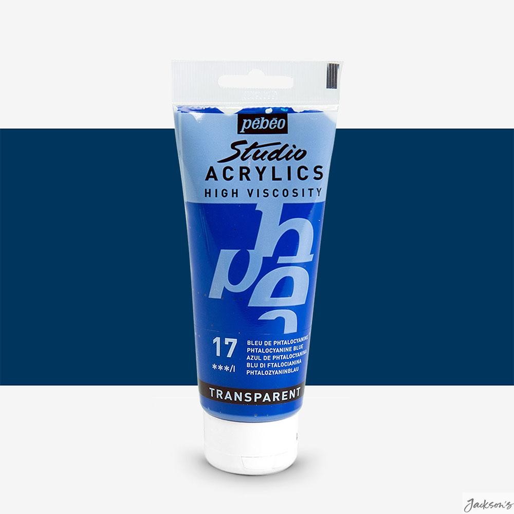 Pebeo Studio Acrylic Paint High Viscosity 100ml Phthalocyanine Blue Artist Co...