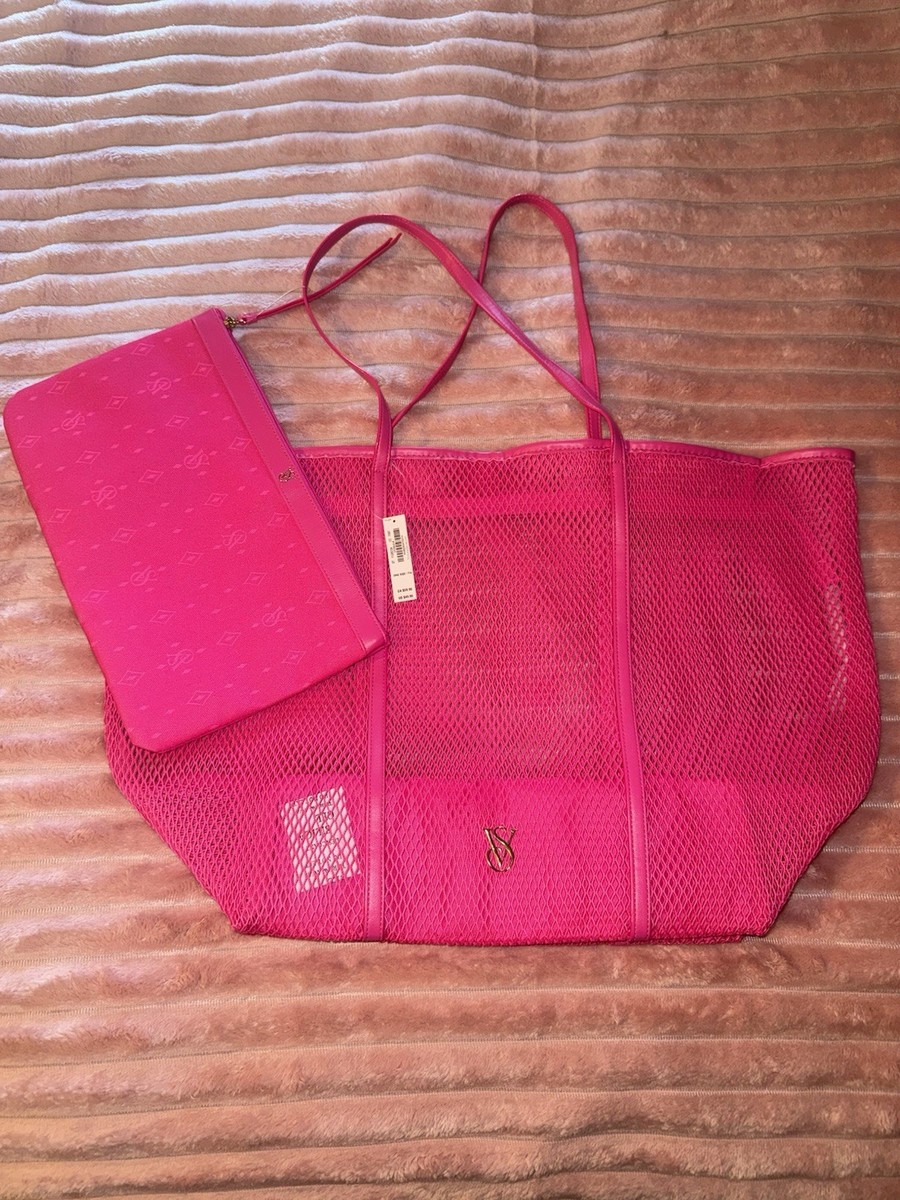 Victoria's Secret pink mesh tote bag with matching pouch | eBay