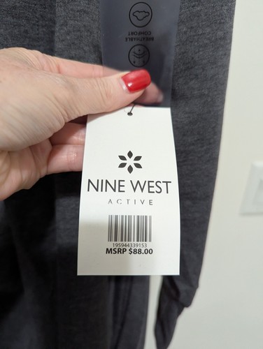 Cardigan lungo aperto Nine West grigio attivo con cappuccio tasche maglia oversize taglia S - Foto 8 di 12