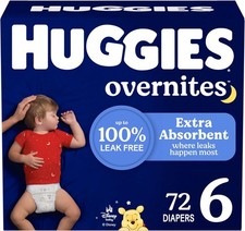 Huggies Size 6 Overnites Baby Diapers: Overnight Diapers, 6, White