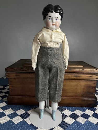 18” Antique Kinderkopf China Head Child’s Face Doll Boy German Kestner